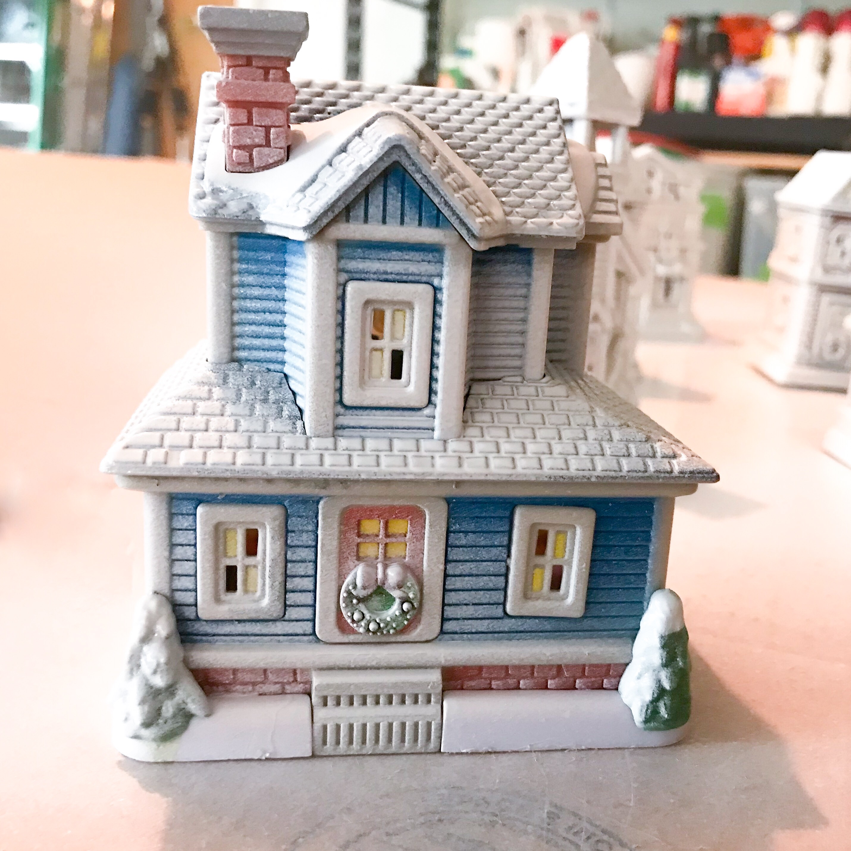 Dollar Store Christmas Village House with Snow South Lumina Style